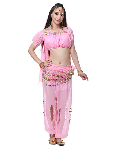 Dancewear Chiffon Belly Dance Pants With Coins For Ladies