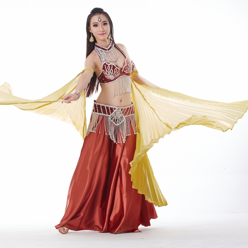 6 Pieces Dancewear Polyester Belly Dance Performance Costumes For Women