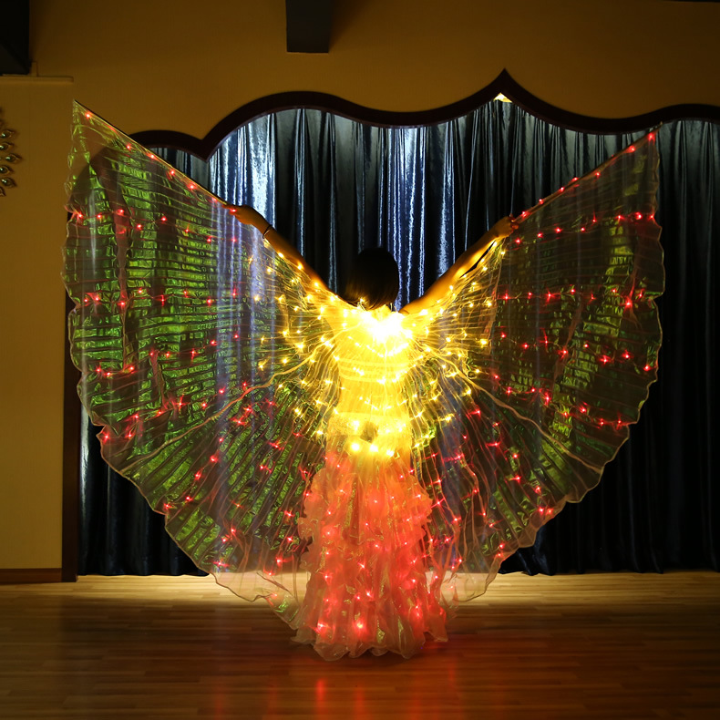 Led Belly Dance Isis Wing Dance Prop Light Up Led Dance Capes With Telescopic Stick