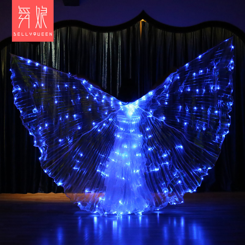 Blue Led Isis Wing Light Up Led Dance Capes With Telescopic Stick